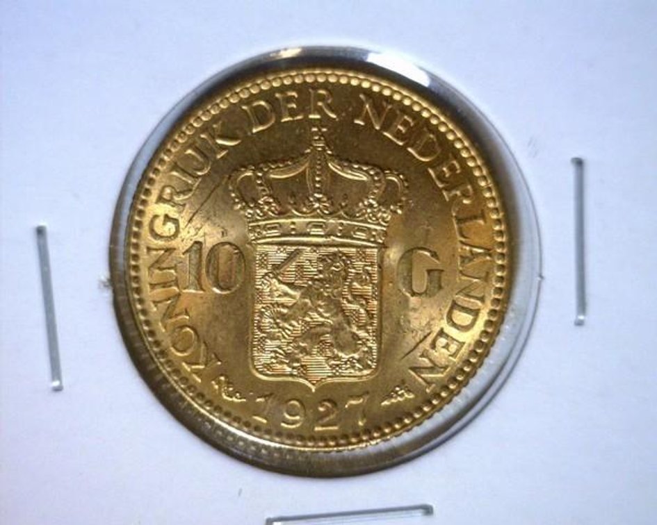 1927 Netherlands 10 Gulden gold