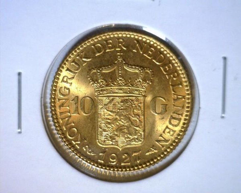 1927 Netherlands 10 Gulden gold