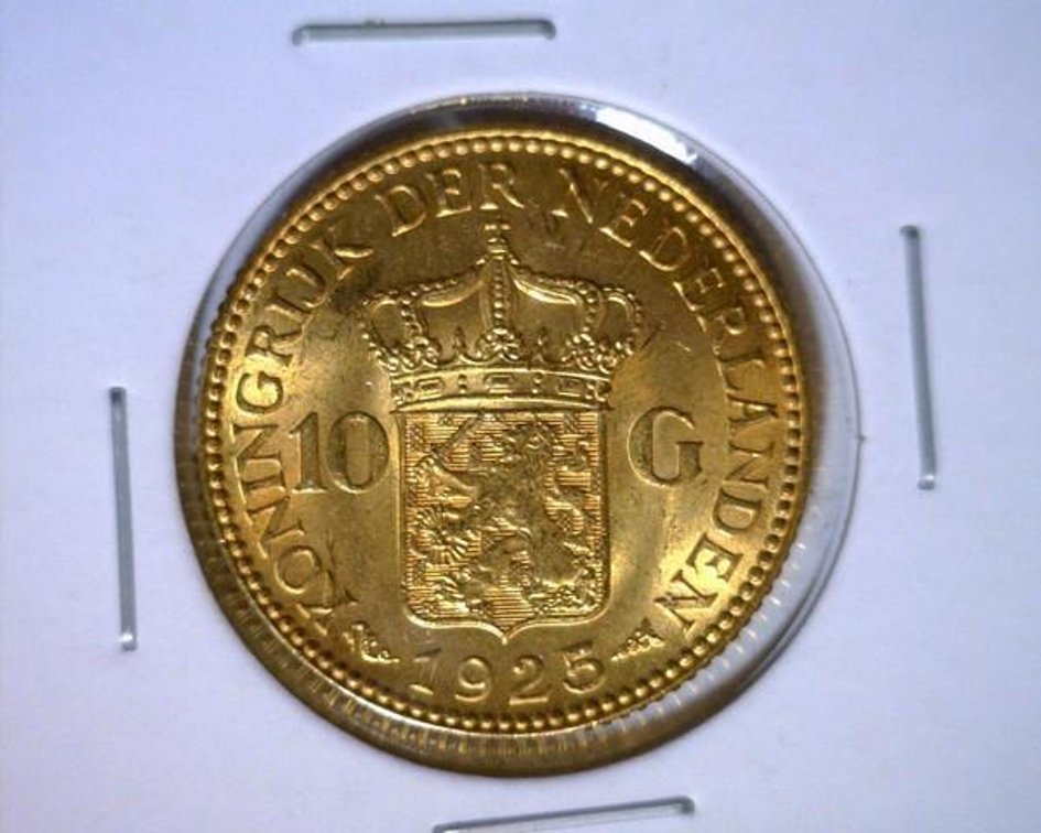 1925 Netherlands 10 Gulden gold