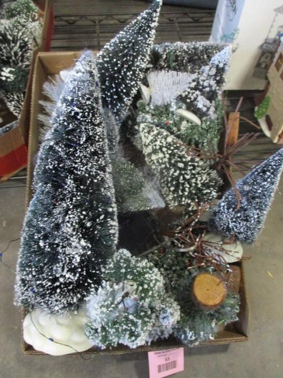 Box of assorted model pine trees