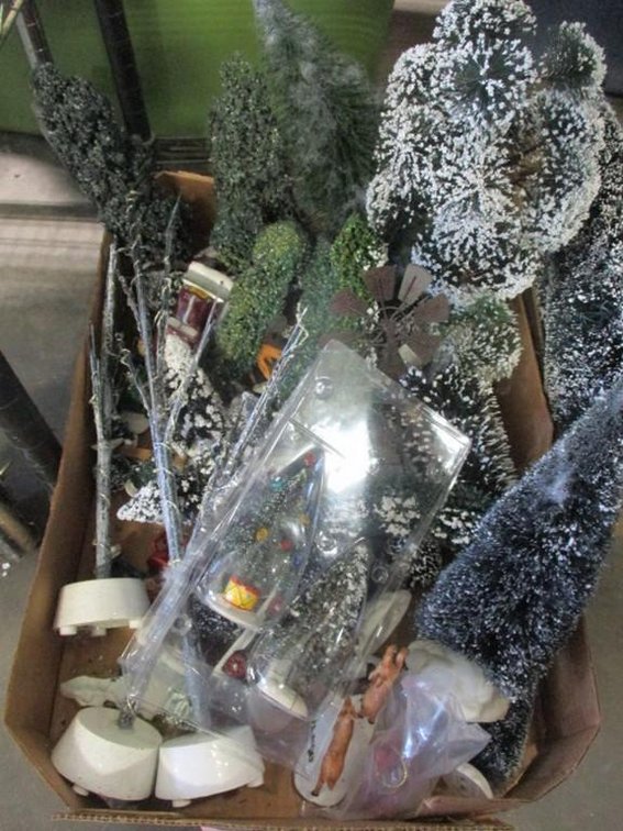 Box of assorted model pine trees