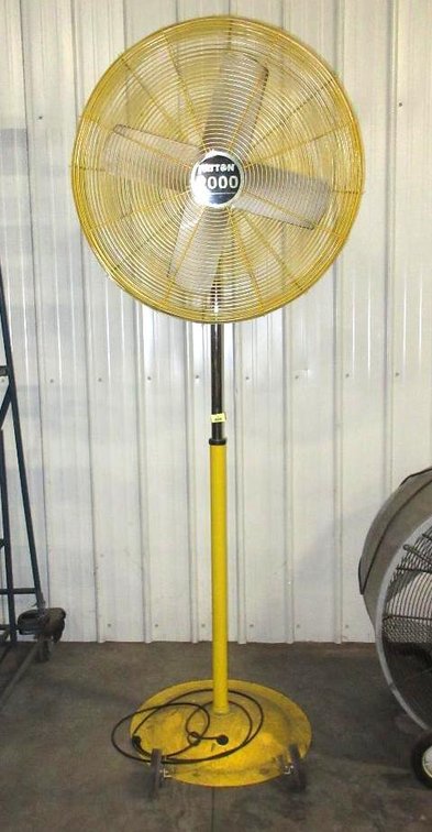 Patton 2000 rolling shop fan on adjustable stand
