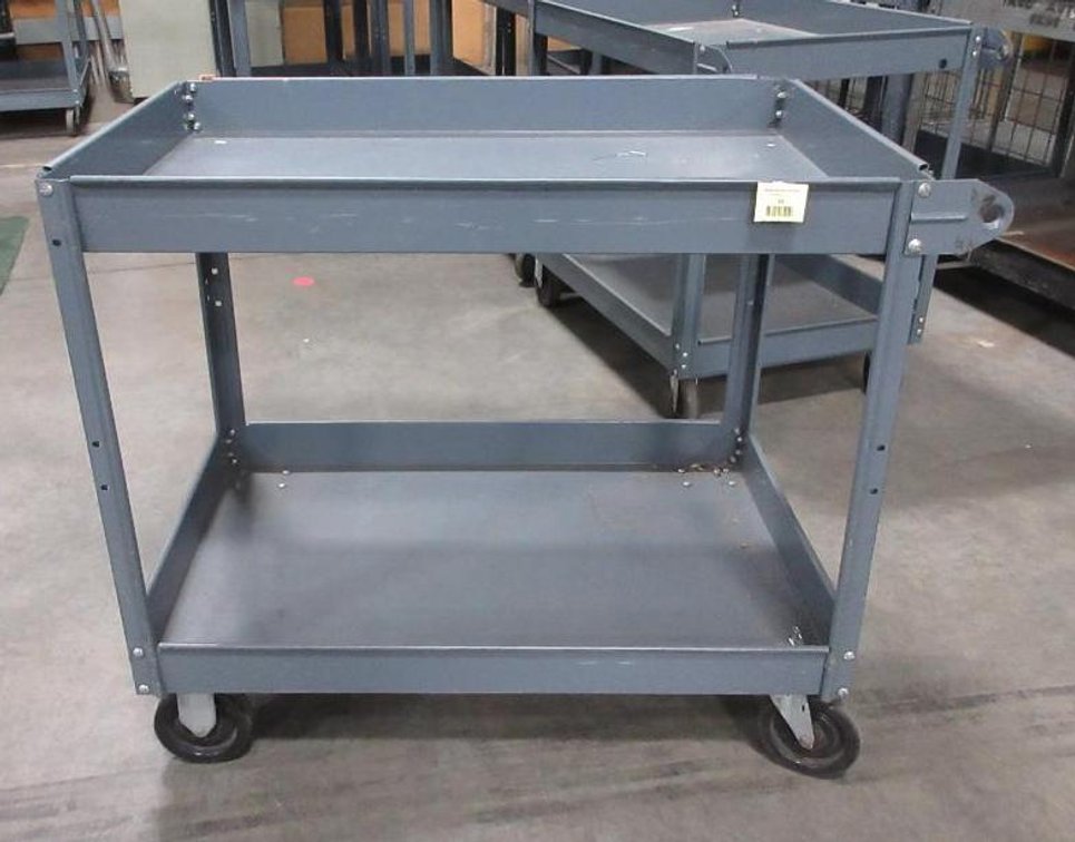 Steel 4-wheel cart missing handle and (1) handle bracket