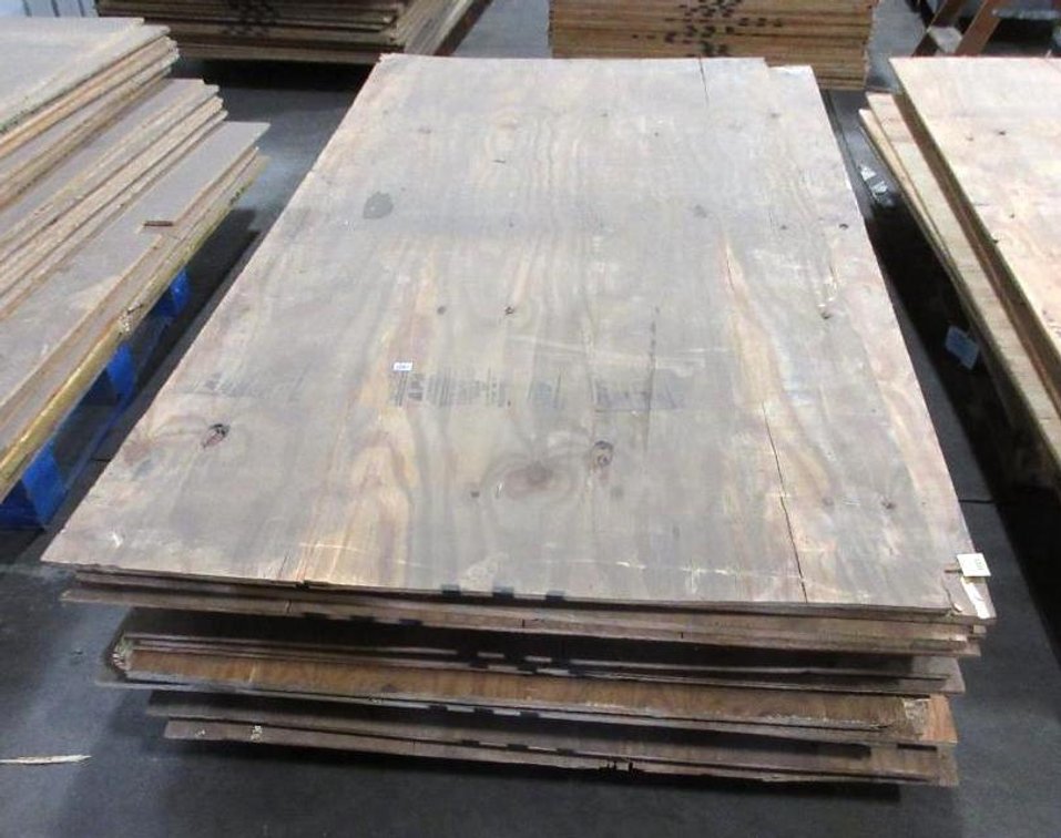 Pallet of plywood used on pallet racking