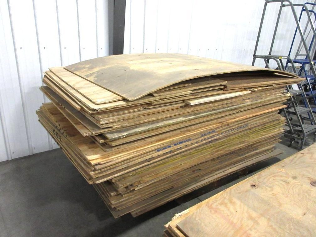 Pallet of plywood used on pallet racking