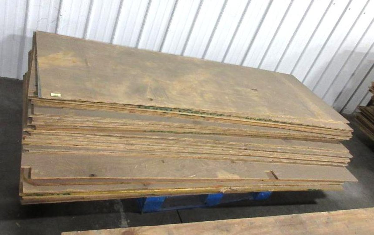 Pallet of plywood used on pallet racking