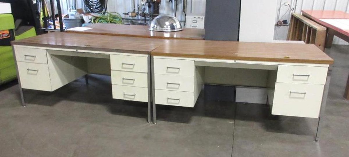 (2) Steel office desks