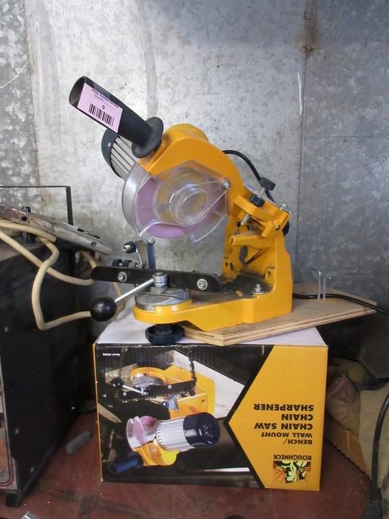 Roughneck bench/wall mount chain saw sharpener