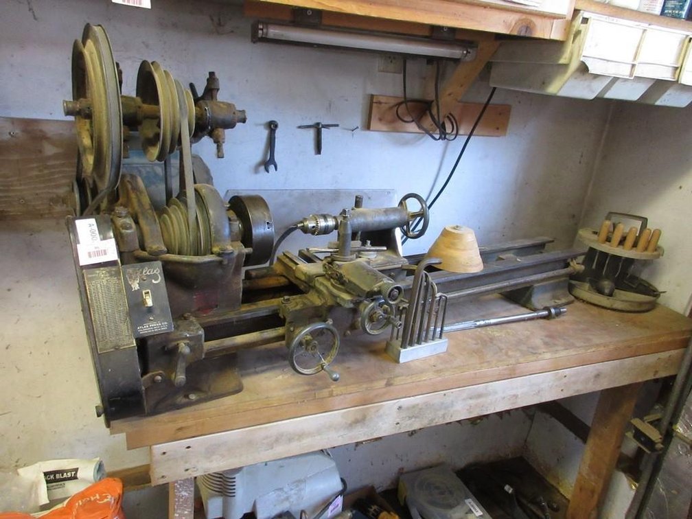 Small Atlas bench top lathe with accessories