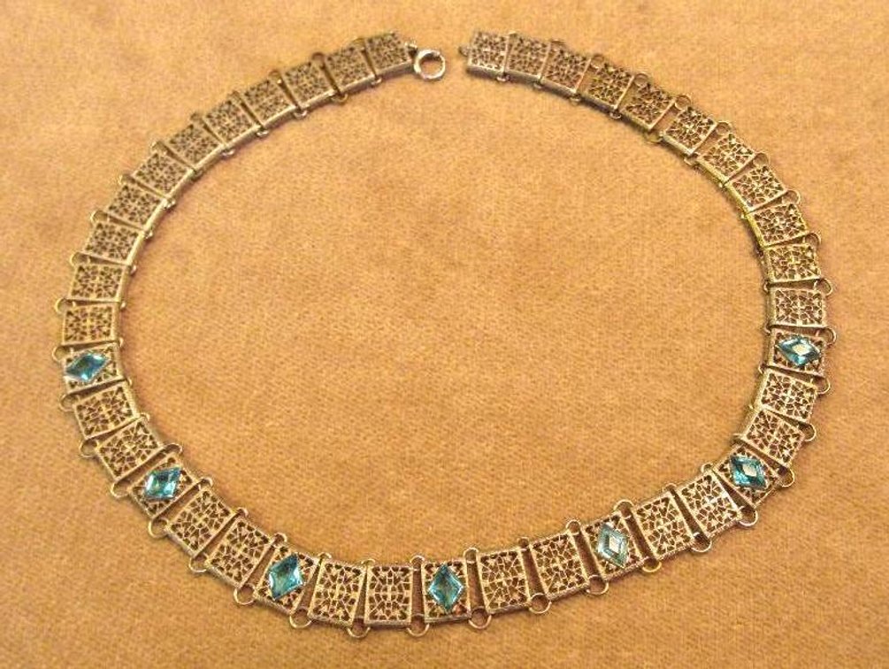 Sterling necklace with small blue stones