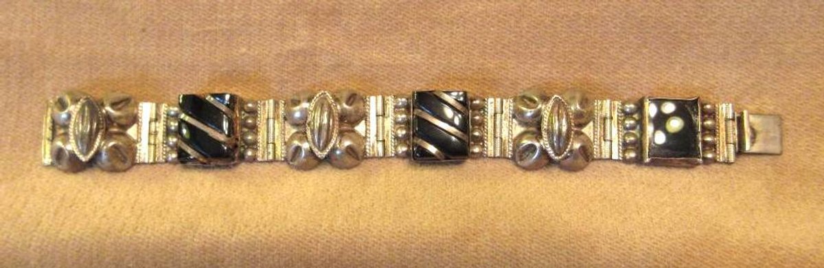 Sterling bracelet with black stones