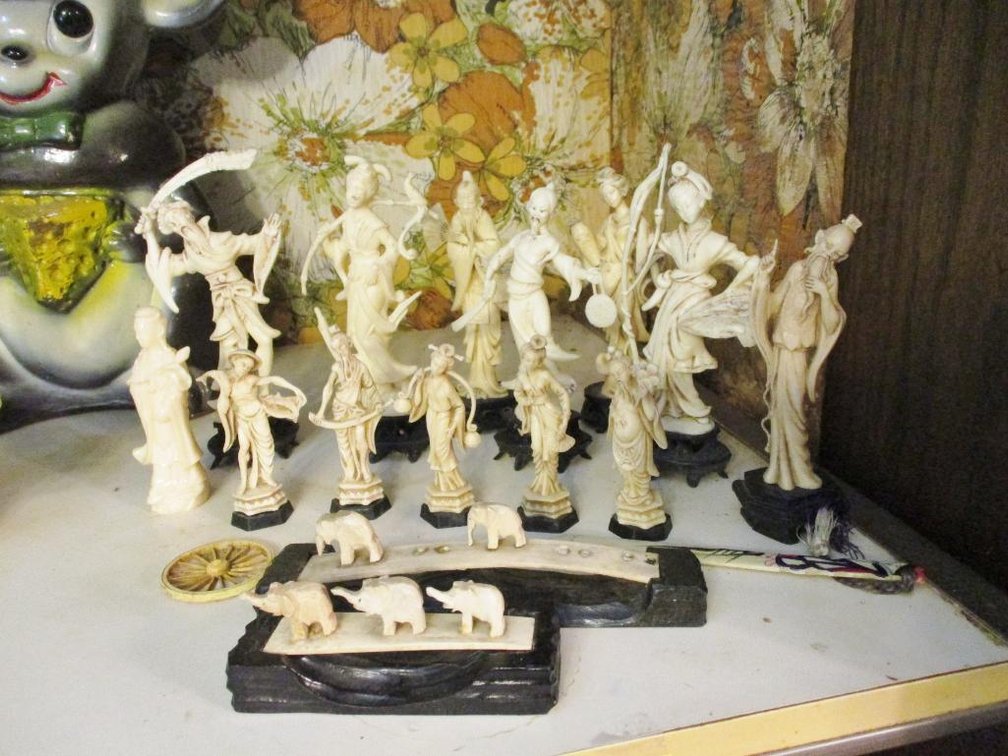Group of plastic oriental figurines