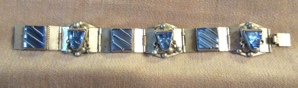 HAM unmarked silver bracelet with blue stones