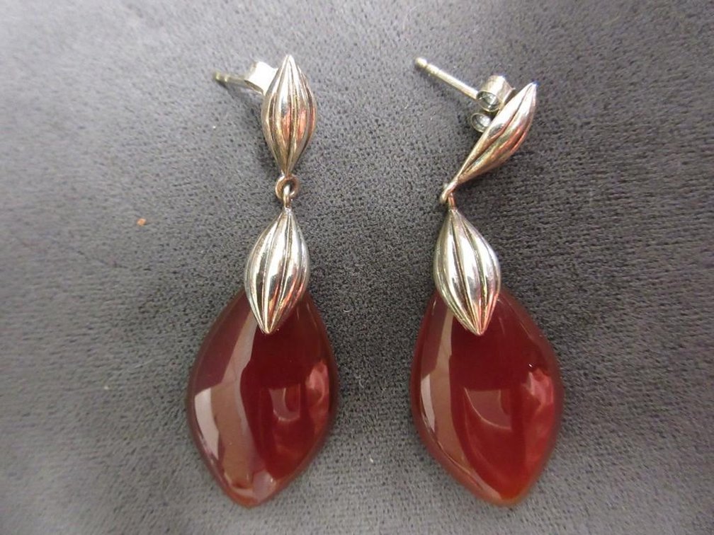 Marked 925 dark amber drop earrings