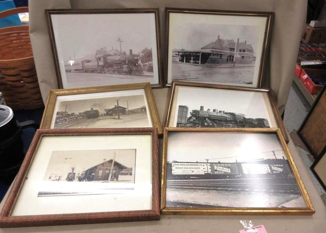Group of railroad photos in frame