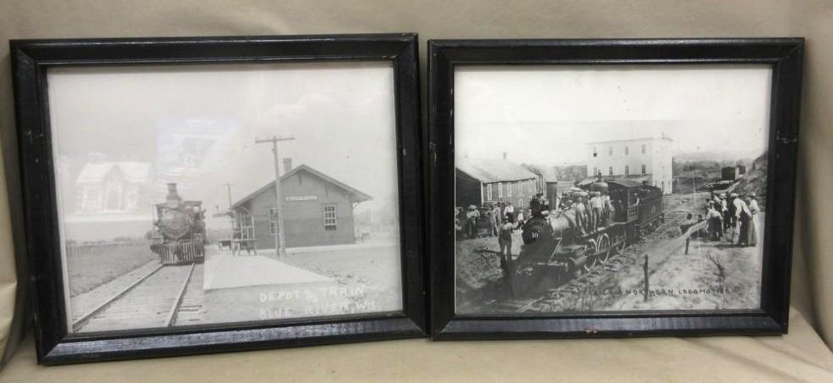 (2) Vintage railroad photos in frame
