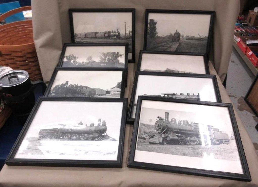 Group of railroad photos in frame