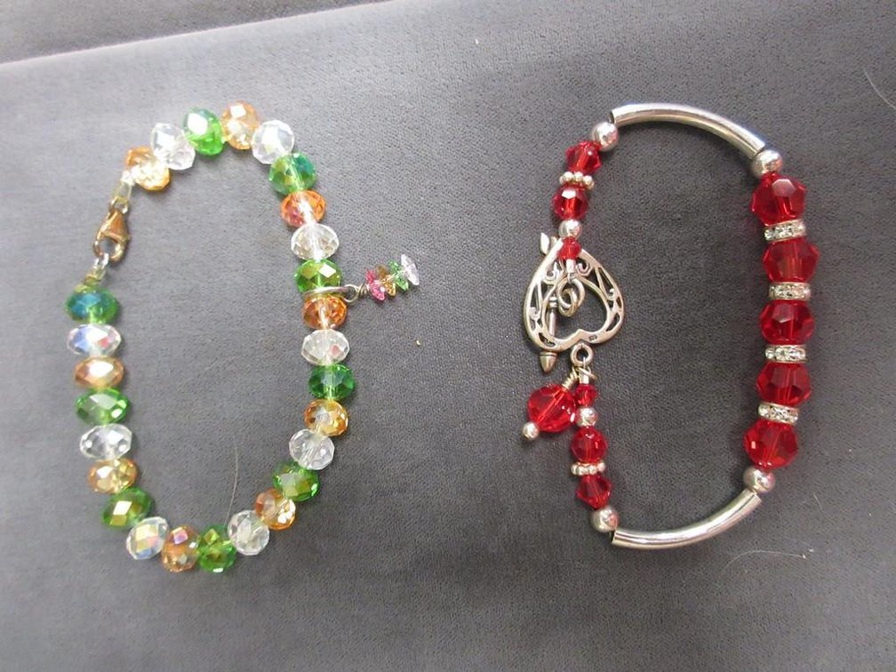 (2) 925 marked bracelets with crystal beads