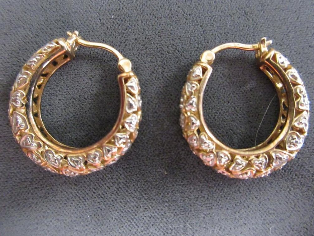 Marked signed 925 hoop earrings with gold vermeil