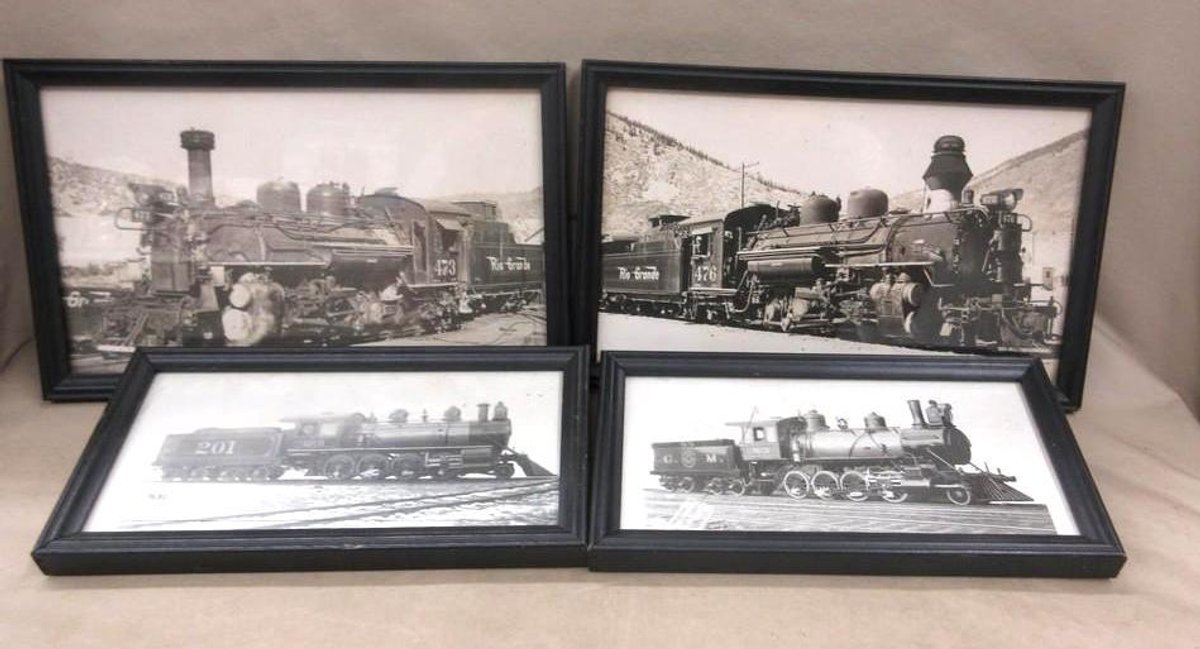 Group of railroad photos in frame