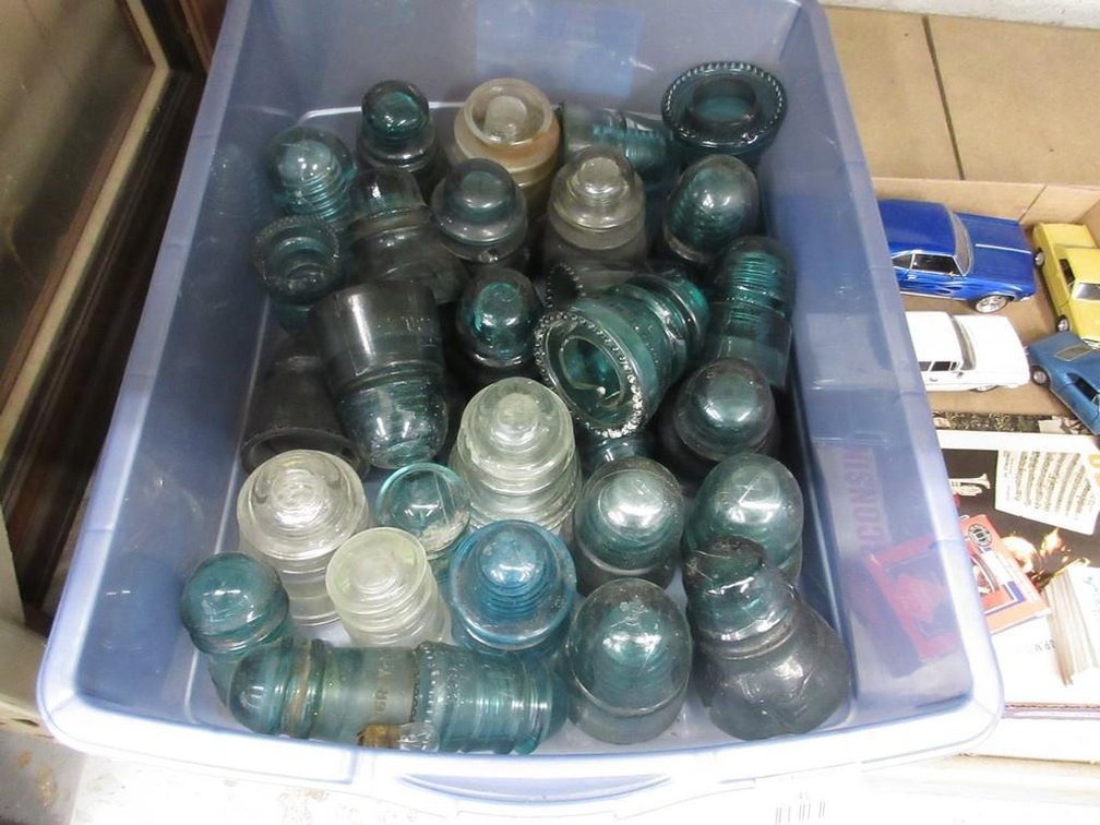 Plastic bin with contents