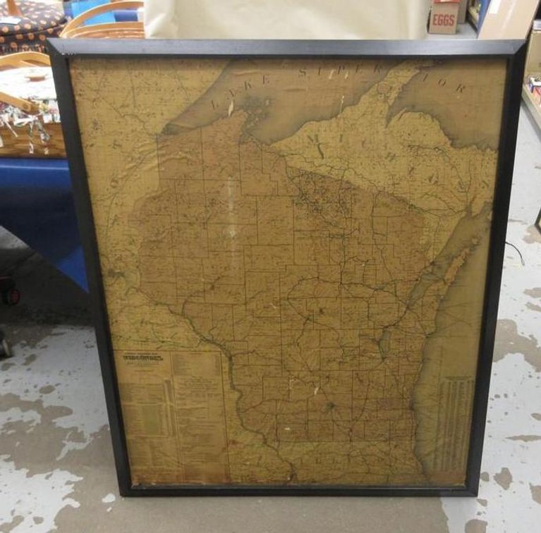 The Official Railroad Map of Wisconsin in frame