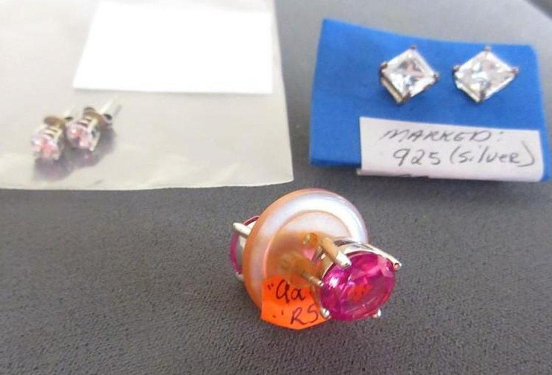 (3) Pair of 925 cz stud earrings