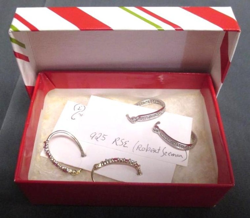 (2) Pair of marked 925 lever back hoop earrings