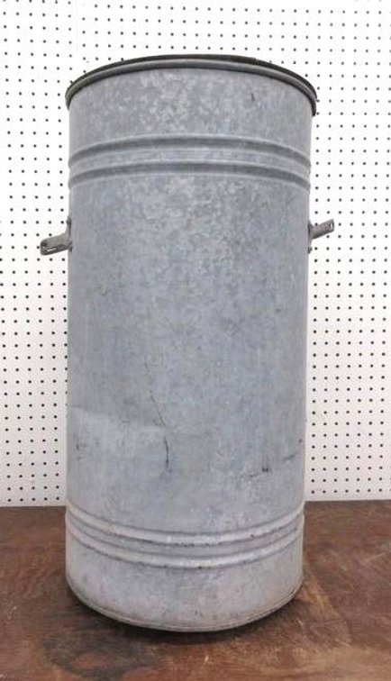 Galvanized container with handles and lid