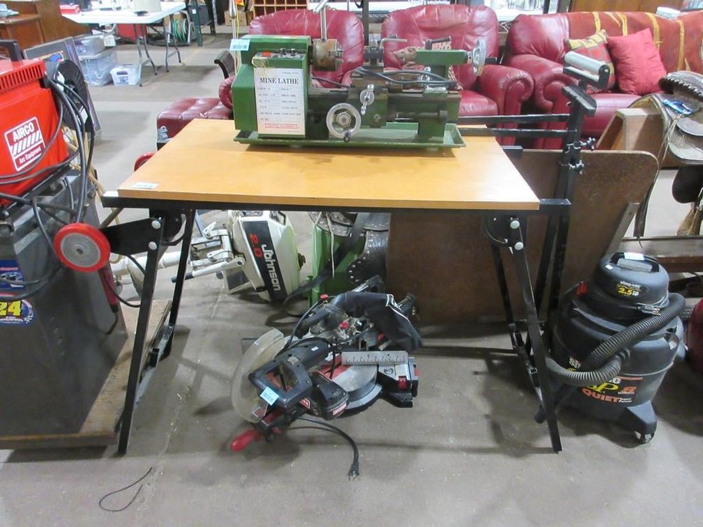 Portable work table with unattached wood top