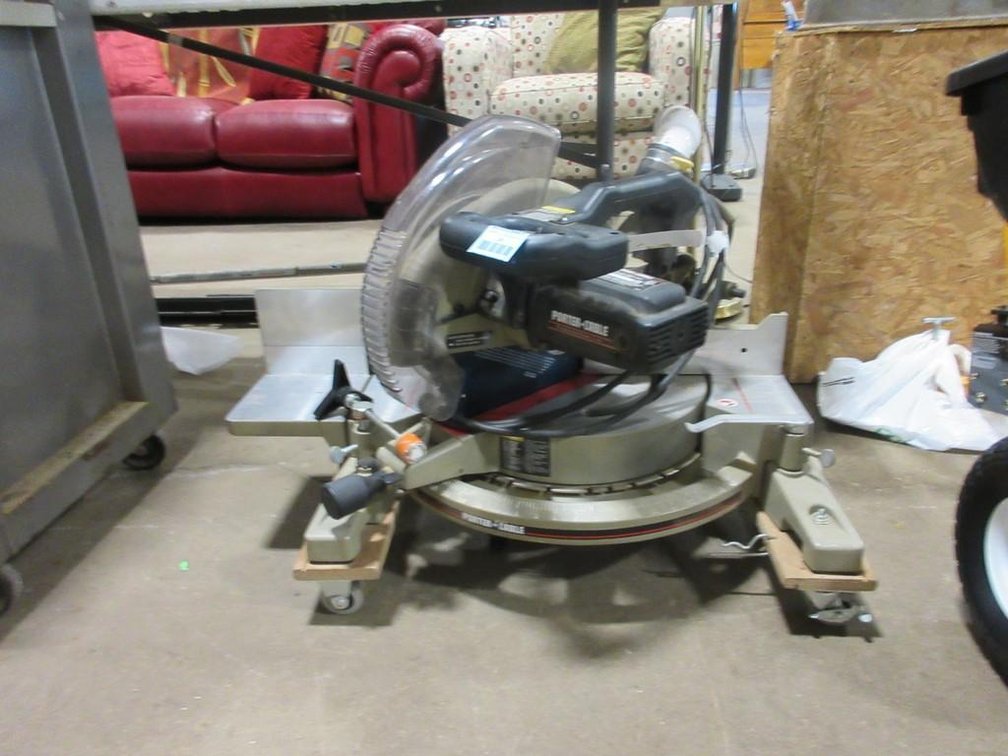 Porter Cable 12" compound miter saw on rollers