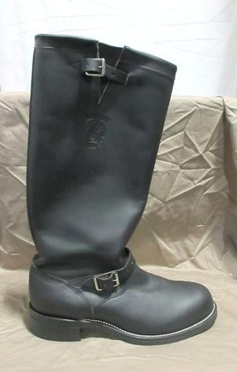 Chippewa 17" motorcycle black leather steel toe boots