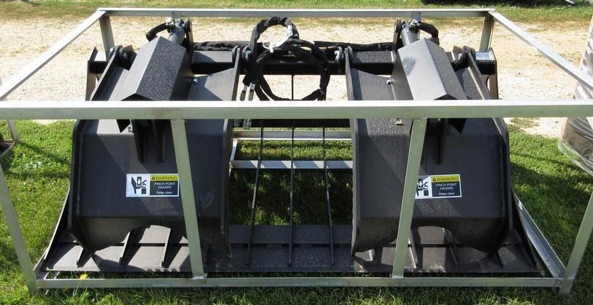Skid steer quick tach rock grapple bucket