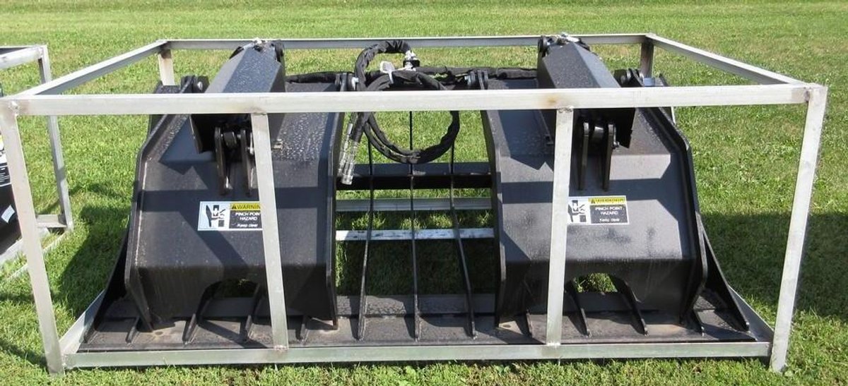 Skid steer quick tach rock grapple bucket