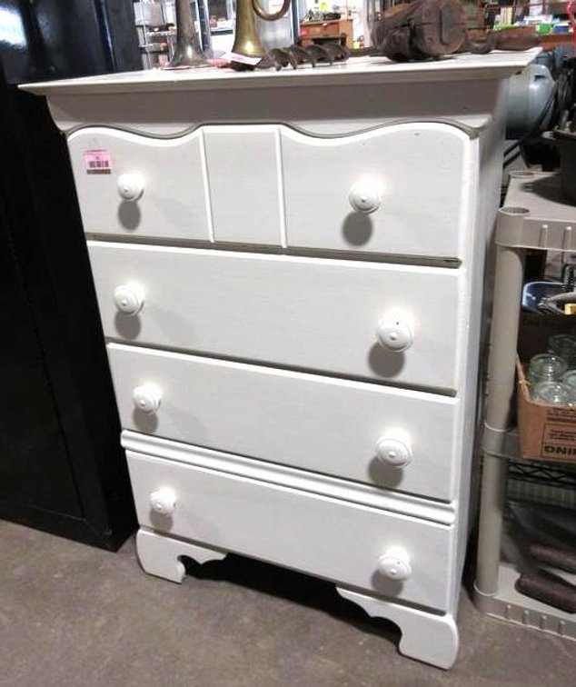 The Lucky Line painted white (4) drawer wooden dresser