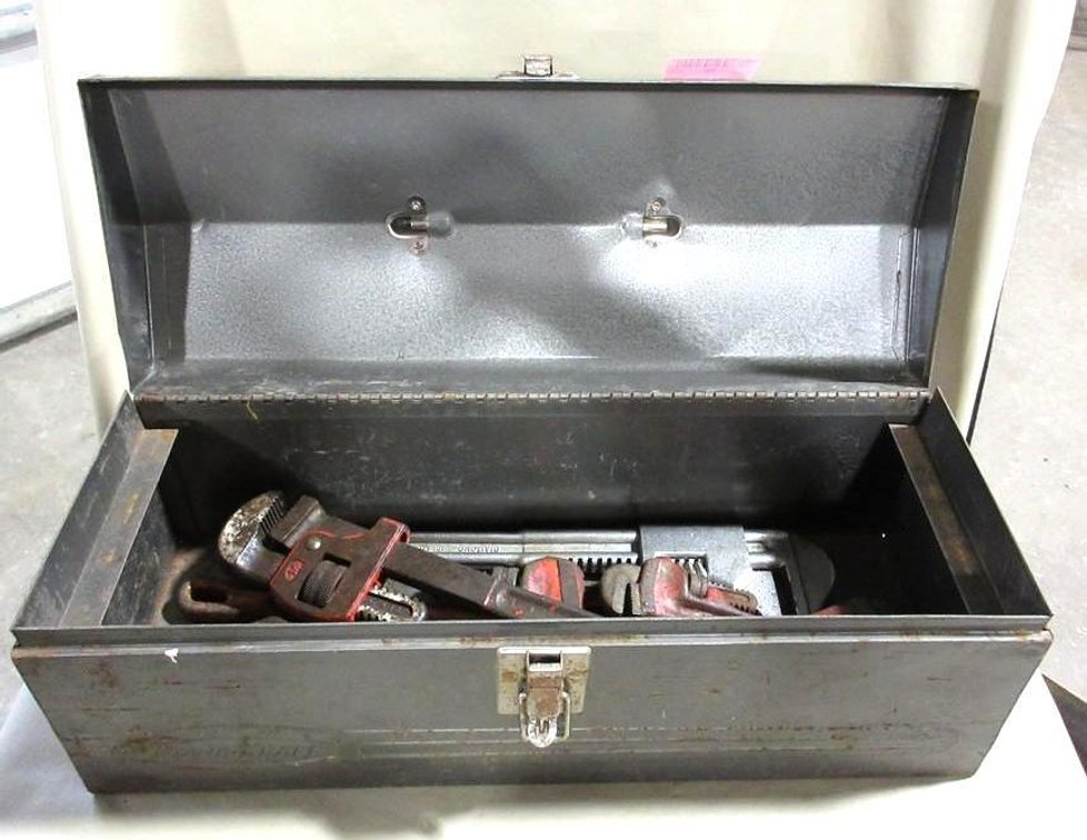 Metal tool box with contents
