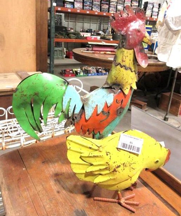 (2) Metal yard art