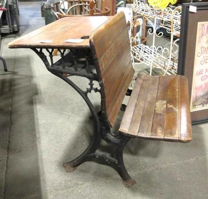 Antique wooden school desk