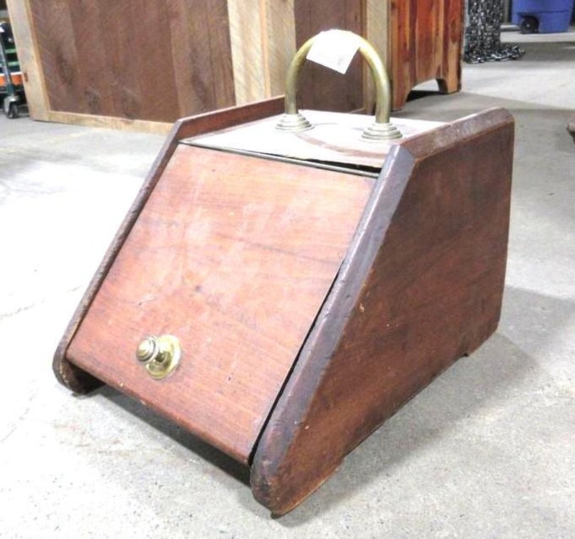 Antique oak coal bin shuttle