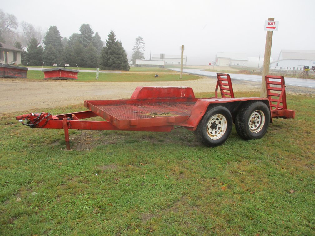 Steel tandem axle trailer with fold down ramp, homemade, no title