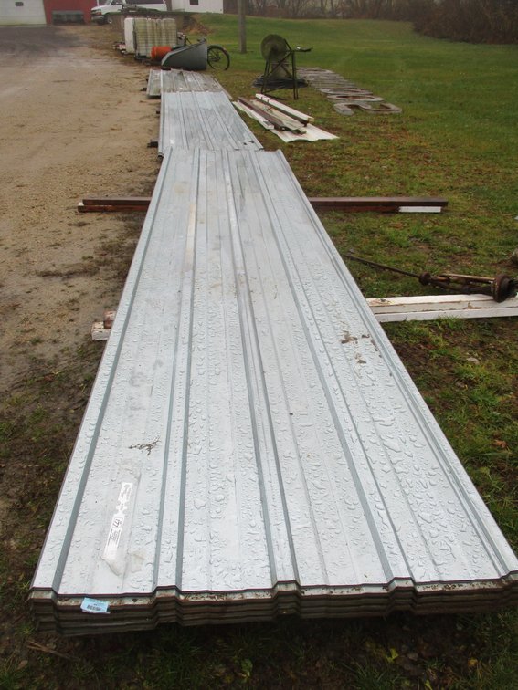 Group of galvanized steel  pole shed siding