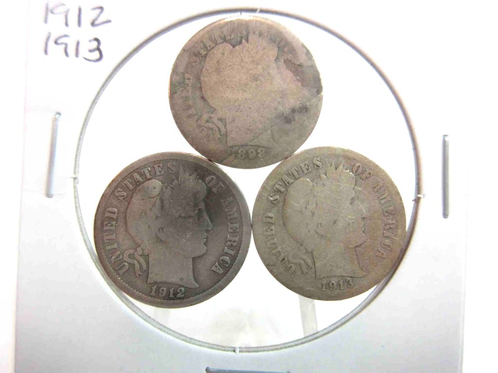 (3) Barber silver dimes