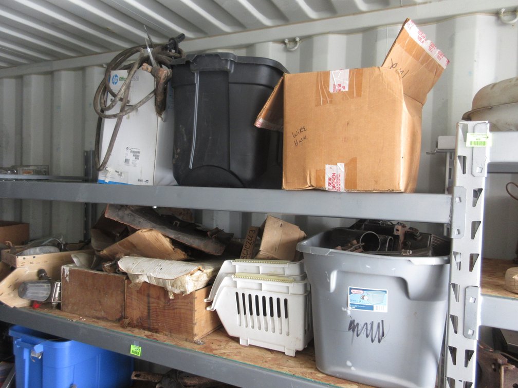 Group of auto parts on (2) shelves