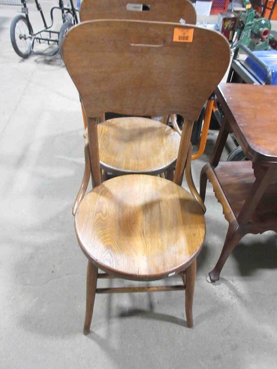 (2) Antique wood dining chairs
