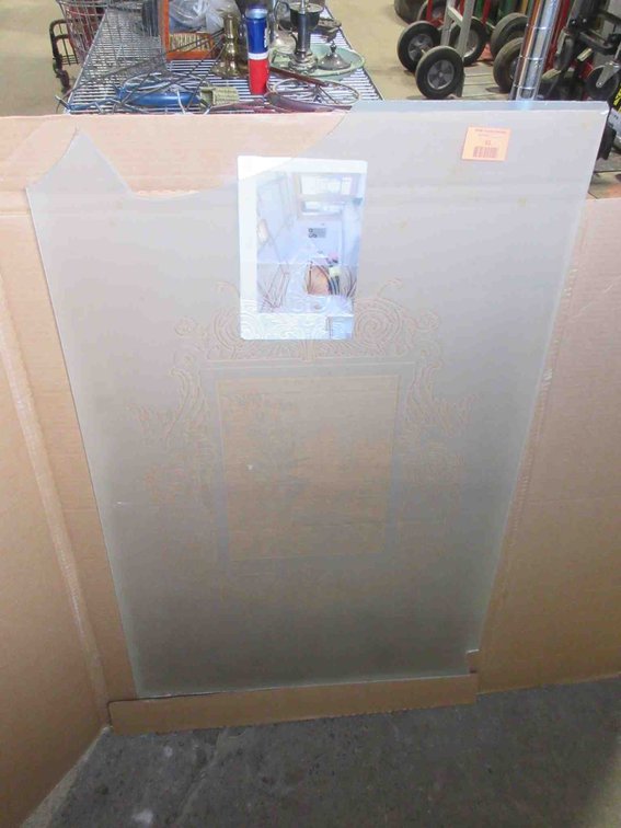 Etched glass door panel
