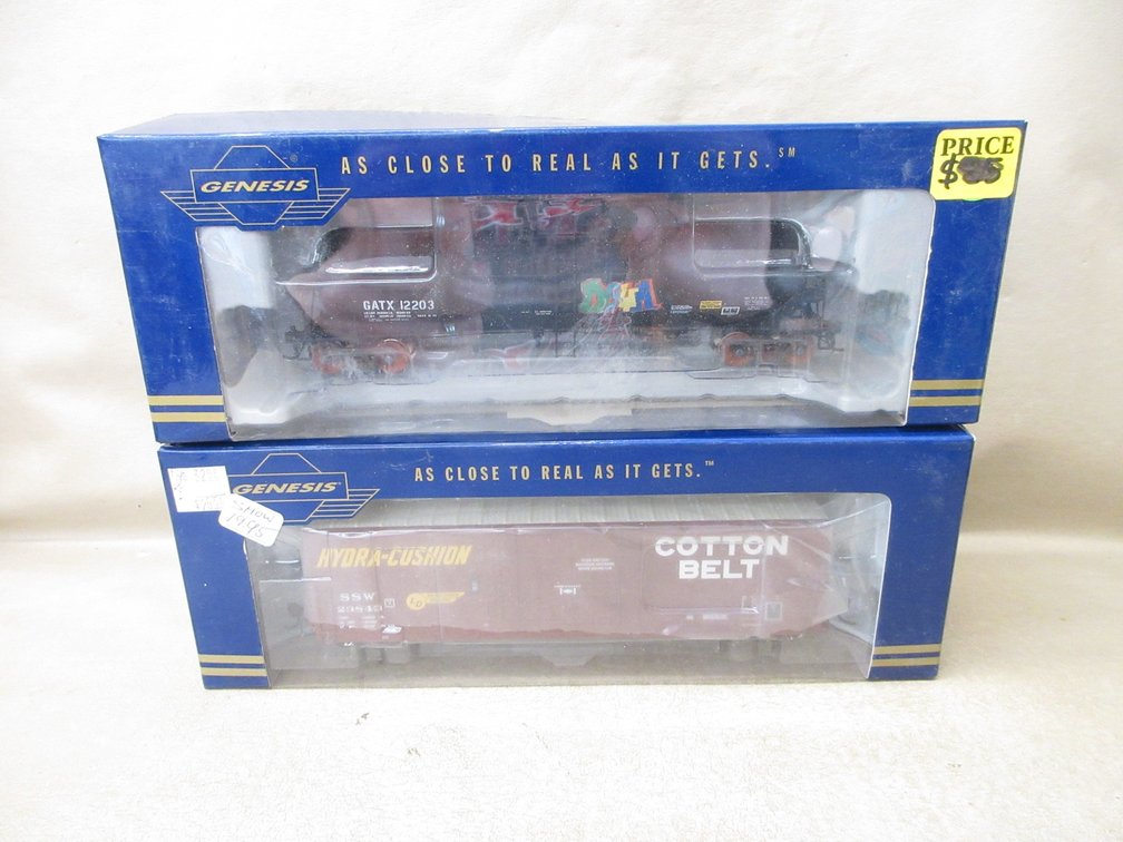 (2) Genesis HO scale train cars