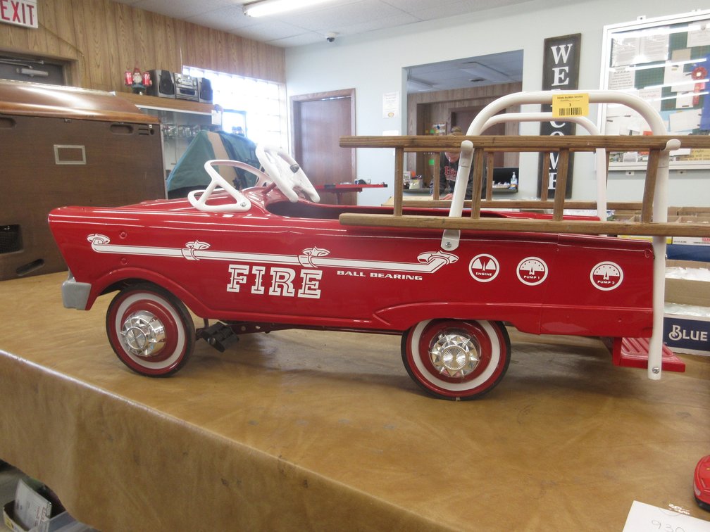 Pressed steel pedal car fire truck