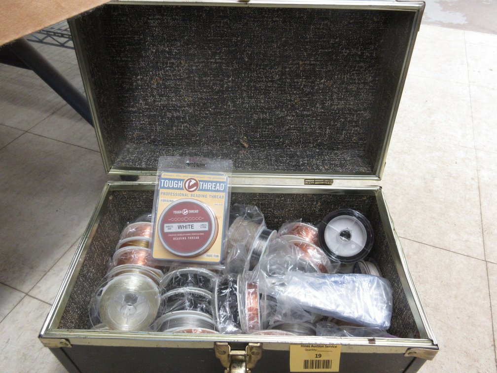 14.5"W Storage box with contents of jewelry-making wire