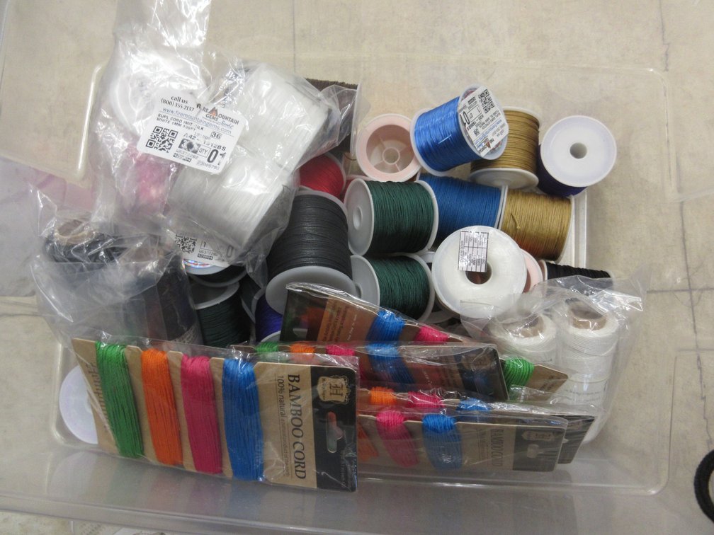 16" Tote with contents of bead-making cord