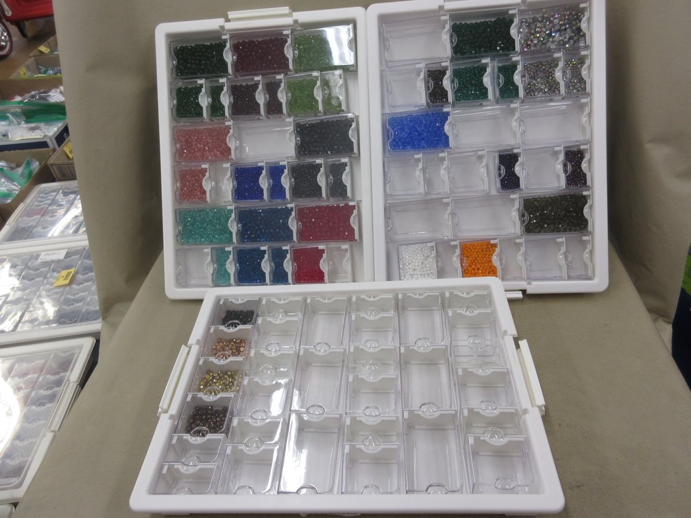 (3) 13.5"L Organizers with contents of Czech Fire-Polished round and rondelle beads
